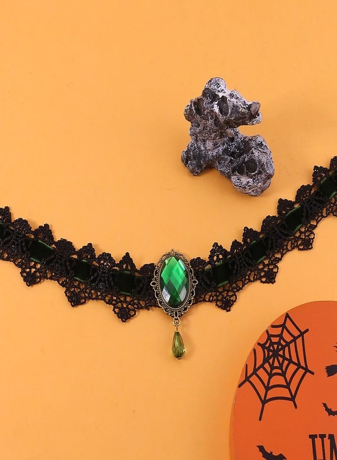Starwo Gothic Vampire Lace Necklace for Women Retro Victoria Vampire Velvet Choker Necklaces Black Punk Oval Witch Lace Pendant Necklace Halloween Vampires Witch Party Custume Accessories Style2 - Image 5